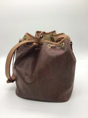 エトロ　ETRO MILANO　巾着　ナイロン　x　レザー　ショルダーバッグ 良品 ETRO エトロ ショルダーバッグ 巾着型 レザー ペイズリー柄