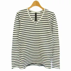 ダブルジェイケイ wjk カットソー Tシャツ ロンT 長袖 ボーダー Vネック S 白 ホワイト 黒 ブラック bj05oa /TK