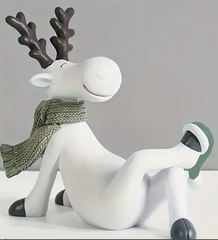 "リラックスしたエルク トナカイ 鹿 ヘラジカ クリスマス オブジェ 置物 クリスマス装飾 クリエイティブ シンプル 装飾 インテリア  おしゃれ かわいい  飾り 北欧 モダン アート オーナメント ホームデコレーション 装飾品 クリスマス飾り  ホワイト"