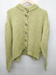 ◇ ⊇ select MOCA メダルボタン　ハイネック 長袖 ニット　カーディガン サイズF グリーン レディース P  【1410230001477】