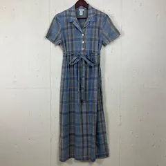 USA製 80年代 80s EXPO チェック 開襟 ロング シャツ ワンピース 半袖 レディースM相当 古着 ライトブルー 水色 ヴィンテージ ビンテージ【f240626018】