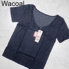 【新品タグ付き】Wacoal　ワコール　インナー　3分半袖　トップス　L　ランジェリー　下着ㅤBL　ブラック　シンプル　ワコールあったか研究所　深め　プレゼント　ギフト