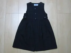 ミキハウス miki house mikihouse アウトレット 子供服 女の子 100cm ジャンパースカート チェック 紺 ウール100% フォーマル 入園式 卒園式 受験 面接 入学式 春 秋 ★4 キッズ 【中古】スーツ セレモニースーツ