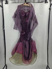 【未使用/定価19万円】Galileo Galilei ガリレオガリレイ シフォン ロングドレス ビーズ刺繍 紫系 8号