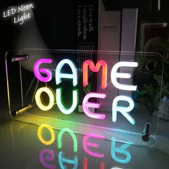 LEDネオンサイン ネオン管風 GAMEOVER インテリア ライト LED ネオンサイン 看板 サインボード 光る 光る看板 ネオン 部屋 玄関 子供部屋 カフェ バー 雑貨 アメリカ雑貨 アメリカン雑貨 ネオン管 ネオンチューブ 店舗用 NK-51