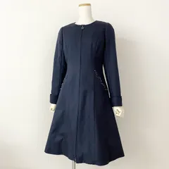 40d15 《美品》 Rene ルネ 中綿コート ノーカラーコート フルジップコート スワロフスキー装飾 6848030 サイズ34 ネイビー レディース 日本製のサムネイル