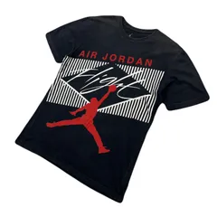 AIR JORDAN Tシャツ メンズ Lサイズ相当 【 エアジョーダン フライト 】 ブラック 黒 半袖 90s ビッグロゴ ナイキ ●DB332