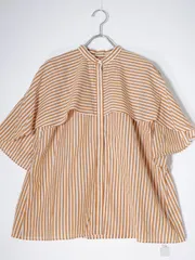 23SS トゥモローランドコレクション　シアーストライプフレアブラウストップス 美品✨23SS トゥモローランドコレクション シアーストライプ