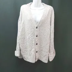 ◇ ◎ ●未使用● LILL リル Vネック ボタン ケーブル ストレッチ 起毛 長袖 カーディガン サイズL グレー レディース E  【1309250001317】