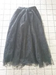 ◇ Θ clear クリア スパンコール ロング丈 チュール スカート サイズF ブラック系 レディース E  【1508060004833】