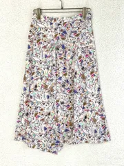 未使用 ISABEL MARANT  イザベルマラン 34 ホワイト×マルチカラー シルク混ビジュー総柄アシンメトリースカートのサムネイル