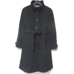 美品 BURBERRY BLUE LABEL バーバリーブルーレーベル ノバチェック柄ライニング ウール アンゴラブレンド ロングコート 38 ブラック レディース 古着 中古 USED
