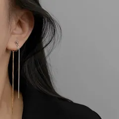 【即納】ゴールド&シルバー　バイカラー イヤリング 穴を開けないピアス　ノンホールピアス　華奢ピアス　ゆらゆらピアス