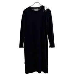 B054 【美品】 STUDIOUS ストゥディオス レディース ツイストヤーン  ショルダースリット ロングワンピース ブラック フリーサイズ 長袖