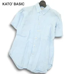 KATO' BASIC カトー 春夏★ 半袖 麻 リネン100% ボタンダウン シャツ Sz.S メンズのサムネイル
