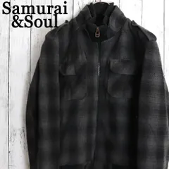 Samurai & Soul オンブレチェック　肩章付　フルジップ　ジップアップ　ミリタリージャケット