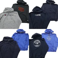 古着卸 まとめ売り チャンピオン Champion パーカー  8枚セット (メンズ Ｍ ) フルジップ デットストック 無地 ネイビー 中古 古着 NB1816