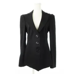 エンポリオアルマーニ EMPORIO ARMANI テーラードジャケット シングル 3ボタン スリーボタン 総裏地 42 M 黒 ブラック /CK20 ■GY19