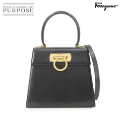美品 サルヴァトーレ フェラガモ Salvatore Ferragamo ガンチーニ 2way ハンド ショルダー バッグ レザー ブラック BX212193 90270992