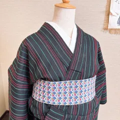 アンティーク ストライプ模様 紫 銀 袷 正絹 小紋 着物 Prices down2）正絹 小紋 反物 着物「赤紫 短冊」日本製 丹後