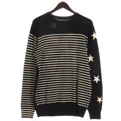 ユニフォームエクスペリメント uniform experiment NUMBERING STAR PANEL BORDER CREW NECK KNIT ボーダー ニット セーター 星柄 ウール UE-156092 ネイビー 3のサムネイル