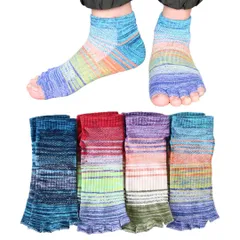 【人気商品】くるぶし丈 ムレ対策 五本指 綿混 ソックス 4足セット スポーツ メンズ ジム 靴下 ヨガ 5本指 サンダル 指先なし 25-27cm [box408]