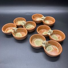 ★未使用品 古信楽 ビードロ 二品皿 仕切皿 丸皿 薬味入れ 5個セット★