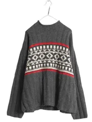 【お得なクーポン配布中!】 90s J CREW ロールネック ノルディック ウール ニット セーター メンズ L 旧タグ オールド ジェイクルー 巨人タグ ハイネック リブ編み 灰