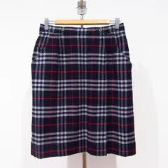 #wnc バーバリー BURBERRY スカート LL 紺 グレー 赤 ヴィンテージ ノバチェック レディース [934012]