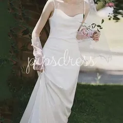 【即日発送】結婚式 前撮り マーメイドライン ロングドレス スレンダー キャミソール ウェディング L 特典BOOK付