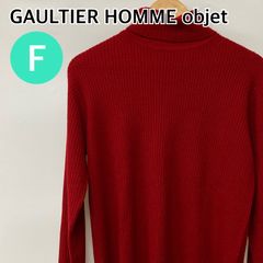 GAULTIER HOMME objet ゴルチエオムオブジェ セーター ニット トップス 長袖 タートルネック エンジ メンズ Fサイズ【CT1282】