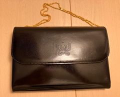 ハナエモリ　HANAE MORI クラッチバッグ　金チェーン　2way 黒