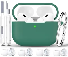 新品 RFUNGUANGO AirPods Pro 第2世代ケース (2023/2022/2019) 対応 ソフトシリコン製 AirPods Pro 保護ケース (USB-C/Lightning ケーブル付き) クリーニングキットとイヤーチップ付き パイングリ