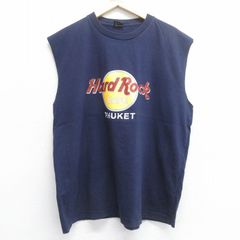 XL/古着 ノースリーブ ビンテージ Tシャツ メンズ 00s ハードロックカフェ プーケット 大きいサイズ コットン クルーネック 紺 ネイビー 25