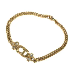 良好 Christian Dior クリスチャンディオール ヴィンテージ ブレスレット   ゴールドカラー GP レディース CDロゴ/喜平チェーン/ラインストーン　240001145545