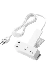 【数量限定】USB-A×2 ] 雷ガード 3個口 極性対応 [ 吊り下げ 2.5m ほこりシャッター付 クリップ スイングプラグ 電源タップ ホワイト エレコム T-U05-3225WH