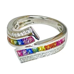 指輪ルビー 、イエロー グリーン サファイア、 K18 マルチカラーいしだ壱成