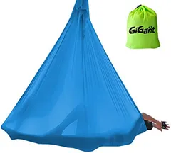 GiGant ギグアント エアリアルヨガ 5ｍx2.8ｍ ハンモック 単体 空中ヨガ 反重力 エクササイズ エアロ(スカイブルー)