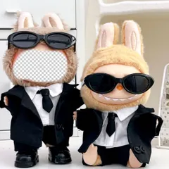 着せ替え 6点セット ブブコスチュームブブ洋服  　17cm　ブラック　ホワイト　白シャツ着せ替え着ぐるみ　ぬいぐるみ用 ぬいぐるみ服 labubu仮装 人気 一代　二代　三代 ※ぬいぐるみ本体は含みません