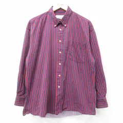 XL/古着 長袖 シャツ メンズ コットン ボタンダウン エンジ他 ストライプ 24feb24 中古 トップス