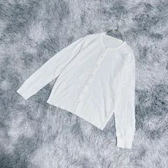 【GU】ジーユー  カーディガン  薄手ニット  (M)  フェミニン  カワイイ  レディース  白系  ホワイト【送料無料】