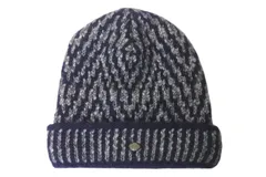 CHANEL シャネル ニットキャップ ビーニー ニット帽 ココマーク レーヨン ネイビー 美品 中古 4c070103