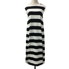 フリークスストア FREAKS STORE ワンピース ロング マキシ プルオーバー クルーネック ノースリーブ ボーダー FREE 白 黒 ホワイト ブラック