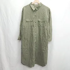 ◇ ⊂ NATURAL BEAUTY BASIC シャツ 長袖 ロング丈 ワンピース サイズM カーキ レディース E  【1412260003643】