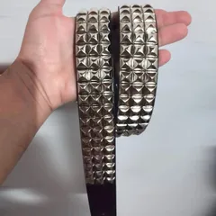 スタッズベルト メタルブラック スタッツ ブラック ブリンブリン パンク メタル ヒップホップ y2k ラッパー ダンサー DJ MC クラブ 腰パン スキニーパンツ クラッシュデニム ダメージジーンズ bboy bgirl