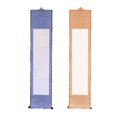 EXDUCT 掛け軸 2本 セット 無地 白紙 和紙 習字紙 画仙紙 書道 習字 巻物 水墨画 日本画 絵 額 水書道 かっこいい (薄紫色+桃色)