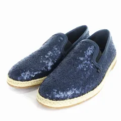 ドルチェ&ガッバーナ ドルガバ DOLCE&GABBANA スリッポン シューズ エスパドリーユ スパンコール 紺 ネイビー 6 25.0㎝相当 ■SM3のサムネイル