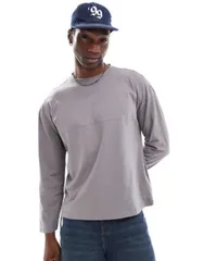 【送料無料】 アナザーインフルエンス メンズ Tシャツ トップス Another Influence seam detail loose fit long sleeve T-shirt in gray Mid gray