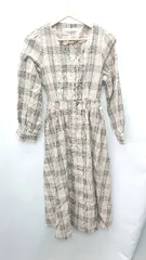 ◇ archives アルシーヴ チェック柄 長袖 ロング丈 ワンピース サイズM ベージュ レディース E  【1408060031924】