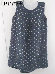 ◇ HUMAN WOMAN ヒューマンウーマン 水玉 ドット ノースリーブ 膝丈 ワンピース サイズM ネイビー系 レディース  【1109130010329】